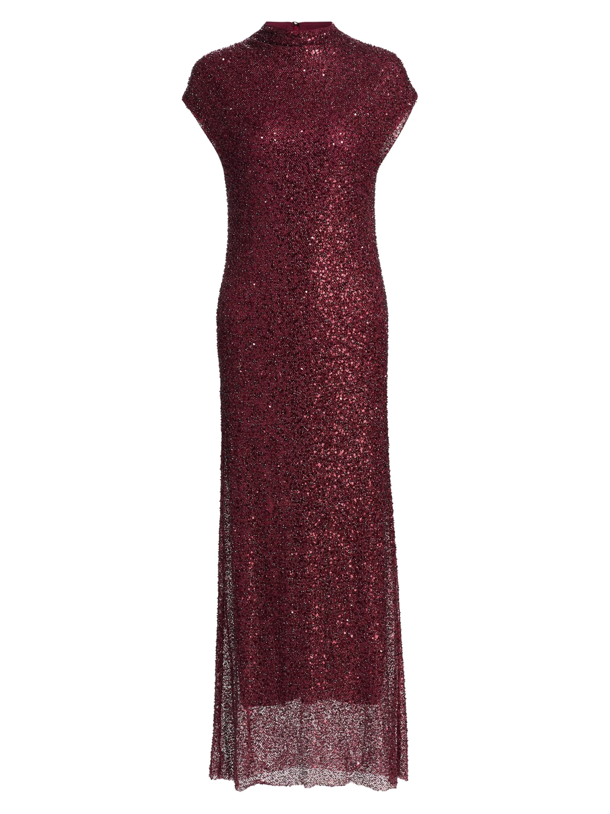 Women's Zaria Sequined Cowlneck Cocktail Dress - Cranberry - 1
