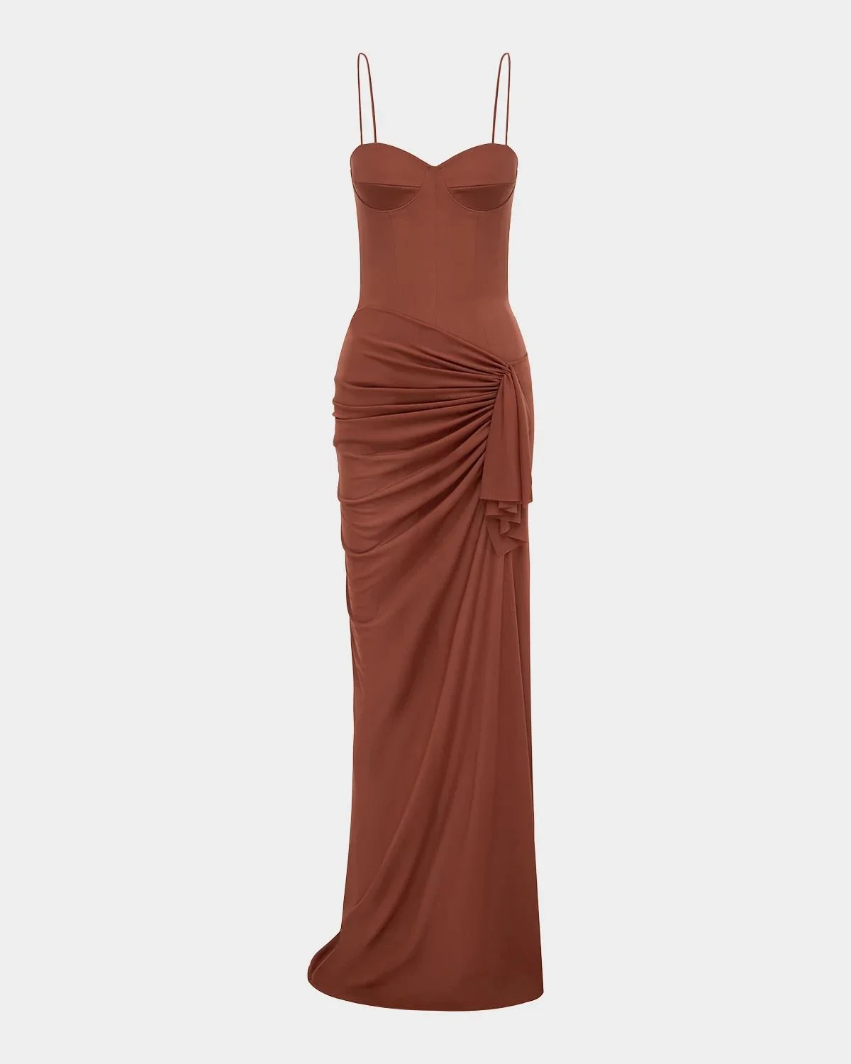 Sleeveless Draped Bustier Column Gown - 1