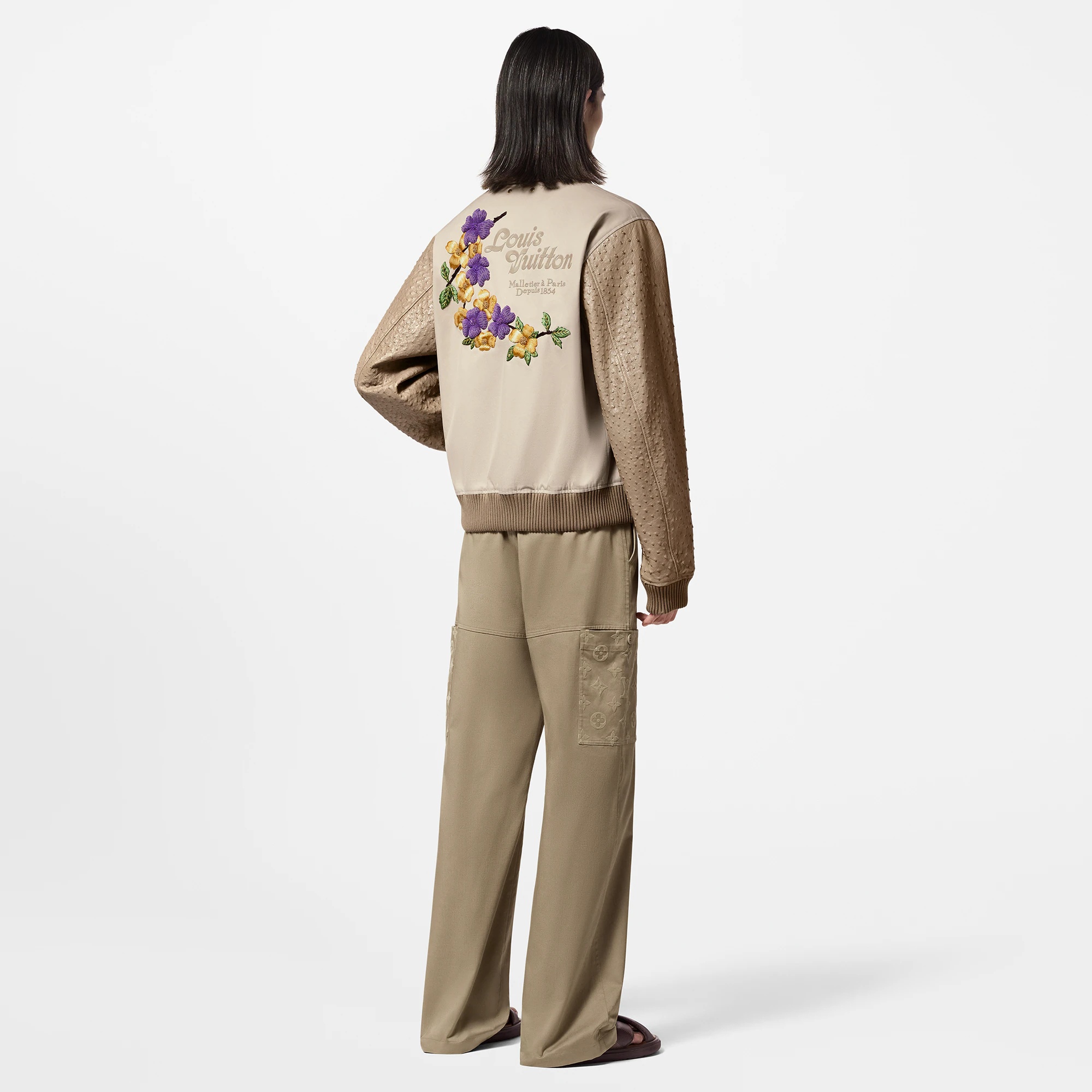 Embroidered Ostrich Varsity Jacket - 3