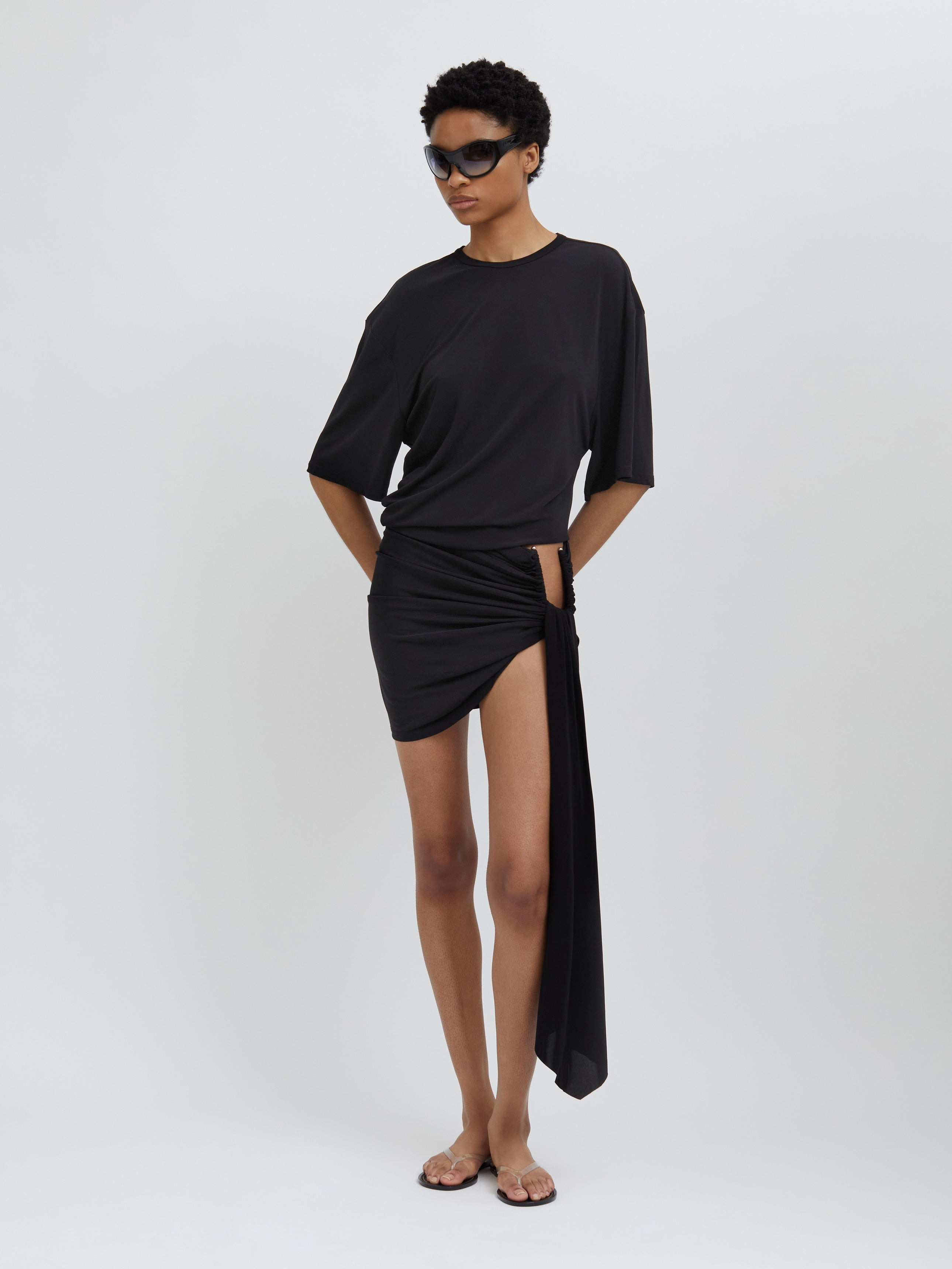 Side Cowl Waist Tee - 4