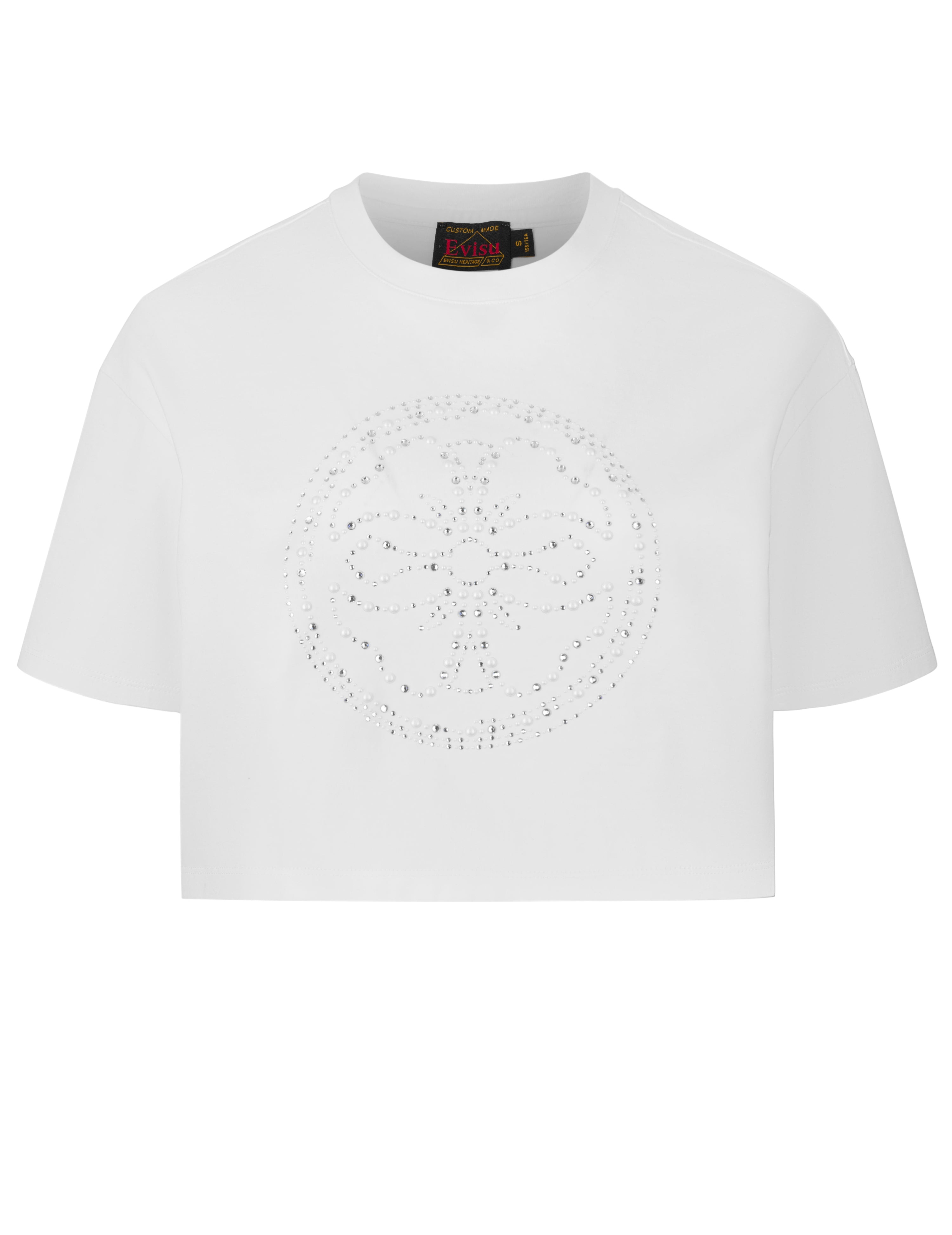 Kamon Rhinestone Cropped T-Shirt - 9