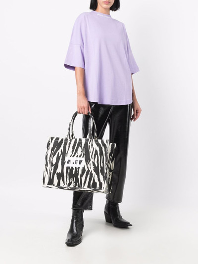 MSGM logo printed zebra tote bag outlook