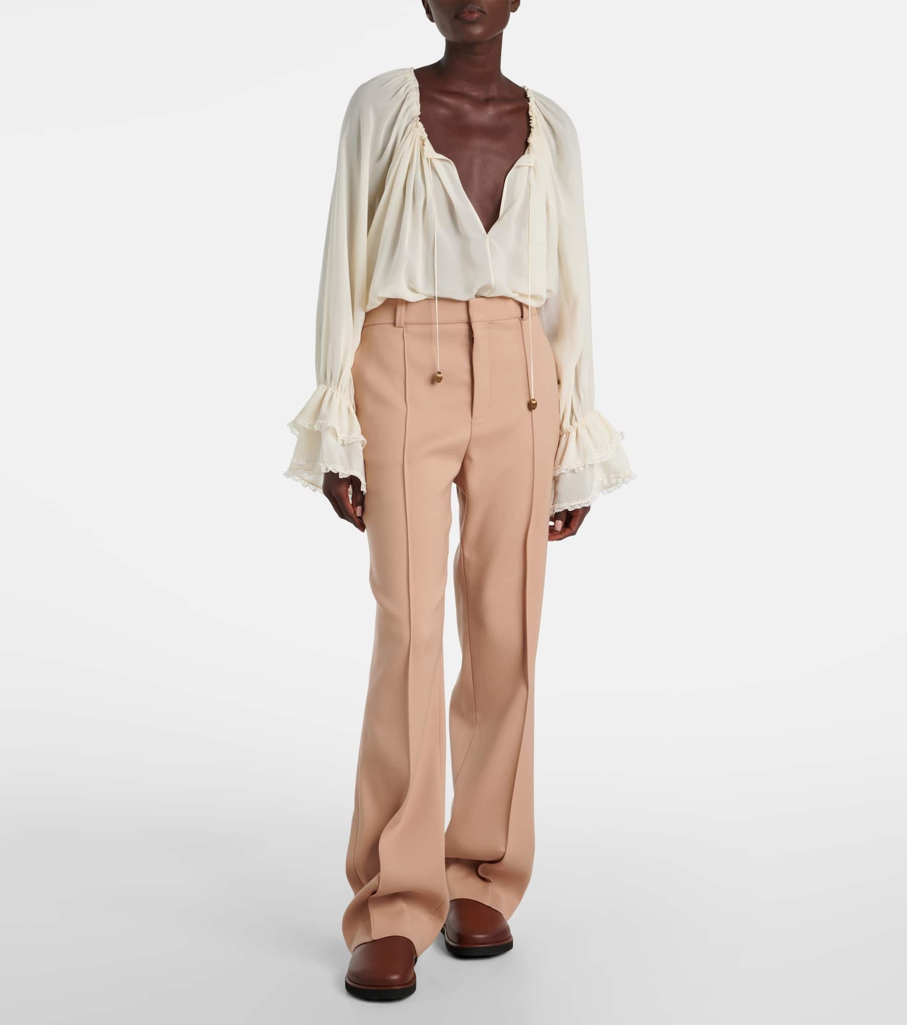 High-rise wool straight pants - 2