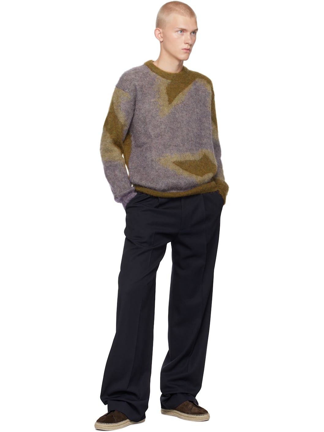 Multicolor Photogram Leaves Mohair-Blend Sweater - 4