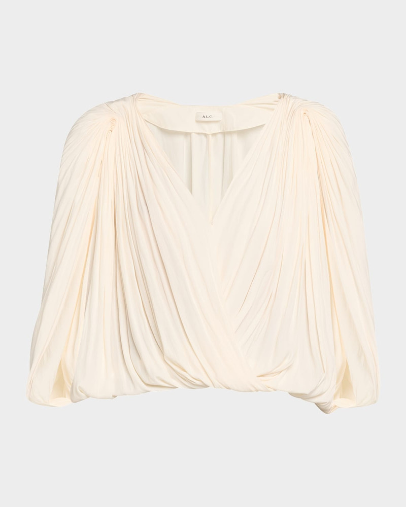 Vivian Draped Cape-Sleeve Top 1