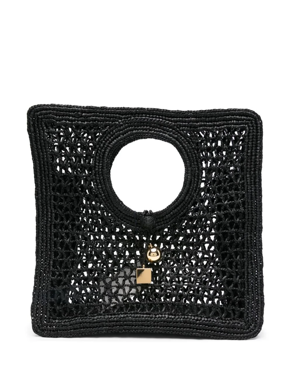 circular-handle raffia tote bag - 1
