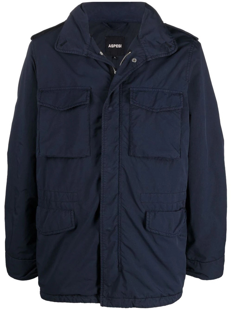 crinkled-finish military jacket 1