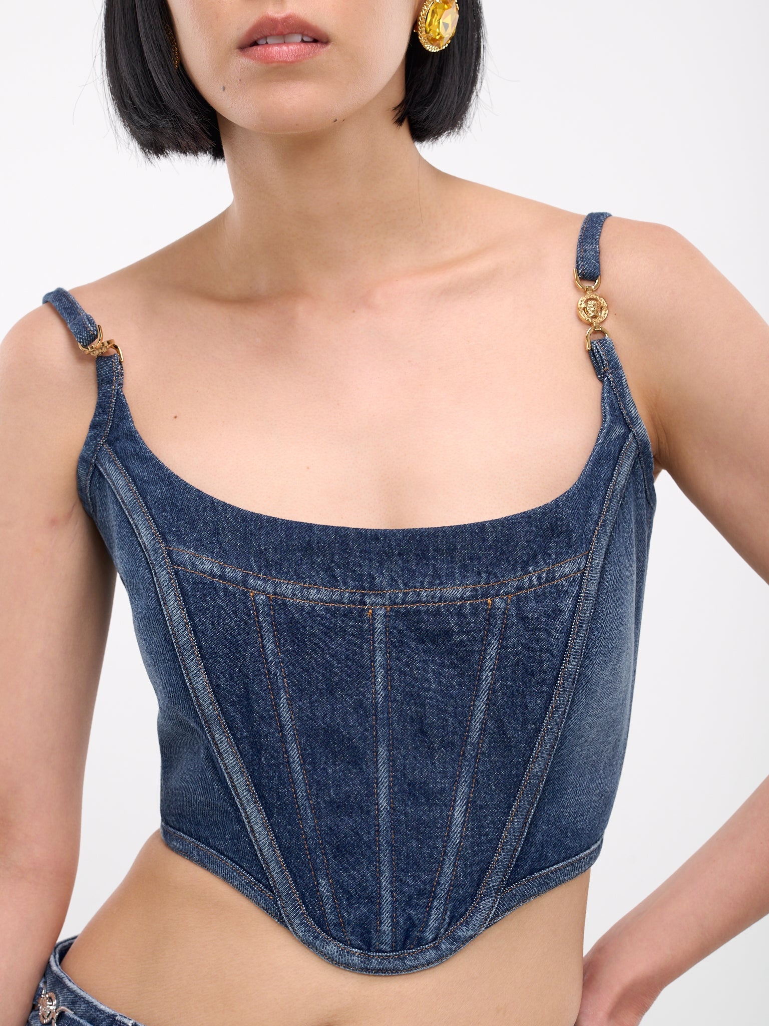 Medusa '95 Denim Corset Top - 5