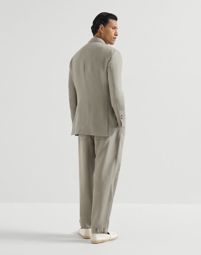 Linen micro chevron 3-piece suit: unlined jacket, waistcoat and trousers with drawstrings 3