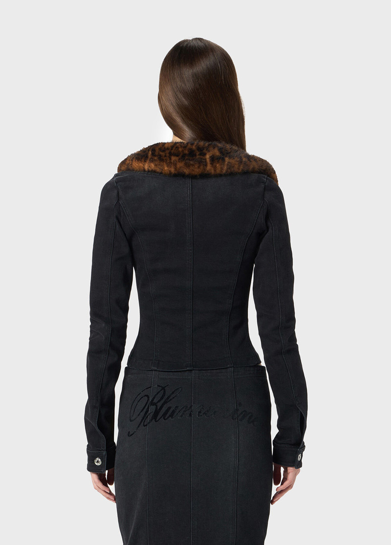 DENIM JACKET WITH FAUX FUR COLLAR 3