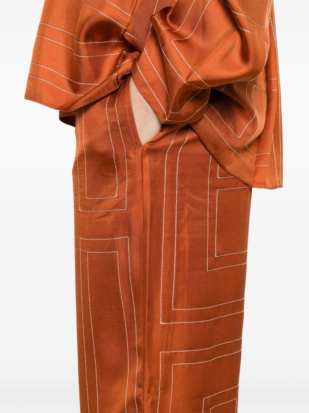monogram silk trousers - 5