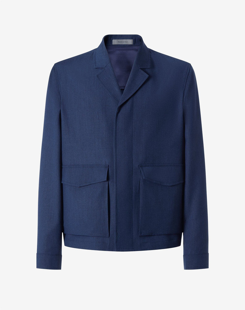 Navy blue wool, silk and mohair overshirt 1