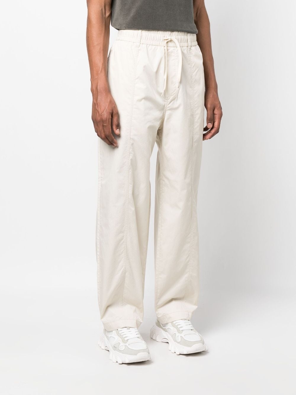 panelled drawstring cotton track pants - 3