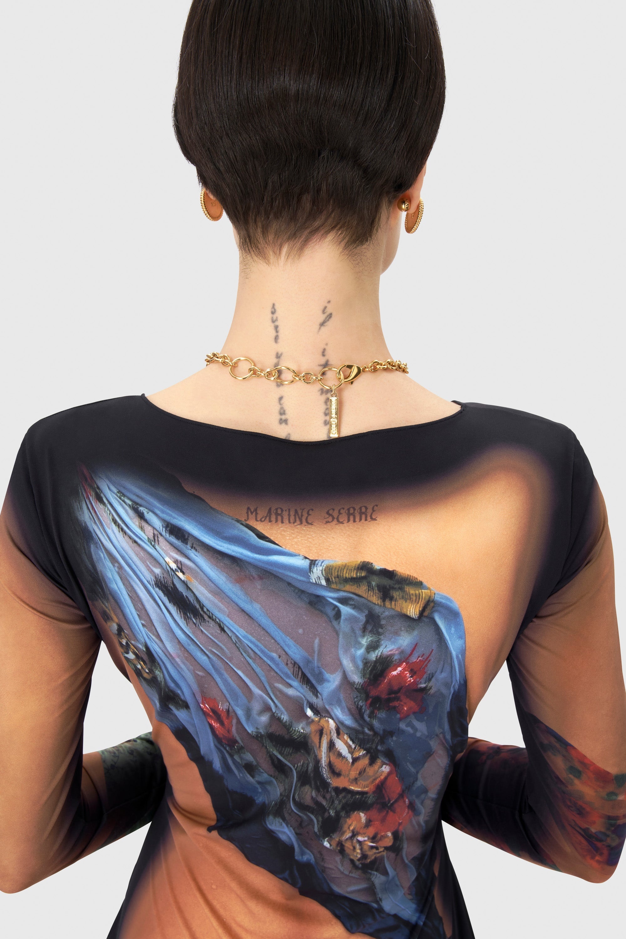 Recycled Draped Statue Jersey Long Dress - 3