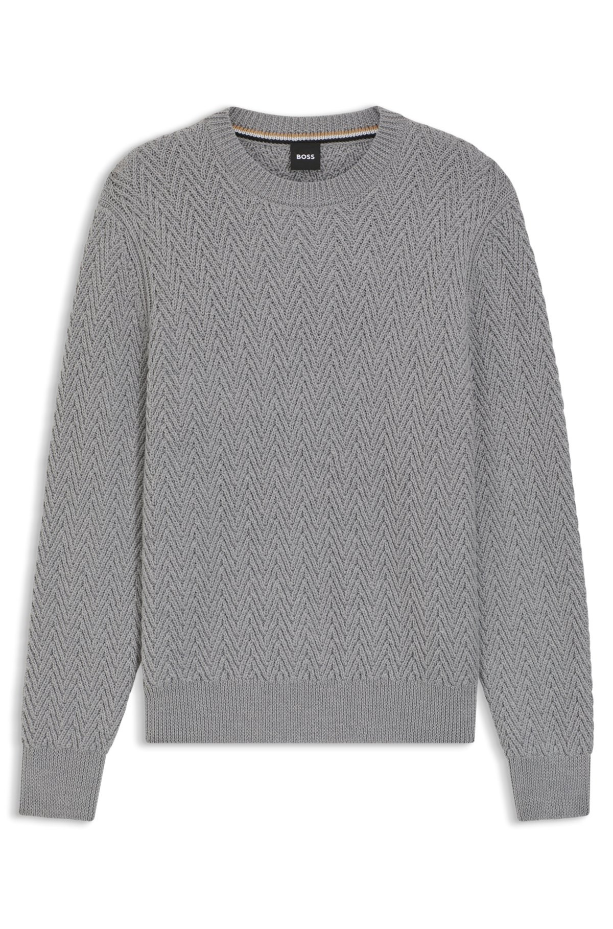 VIRGIN-WOOL SWEATER WITH HERRINGBONE STRUCTURE - 1