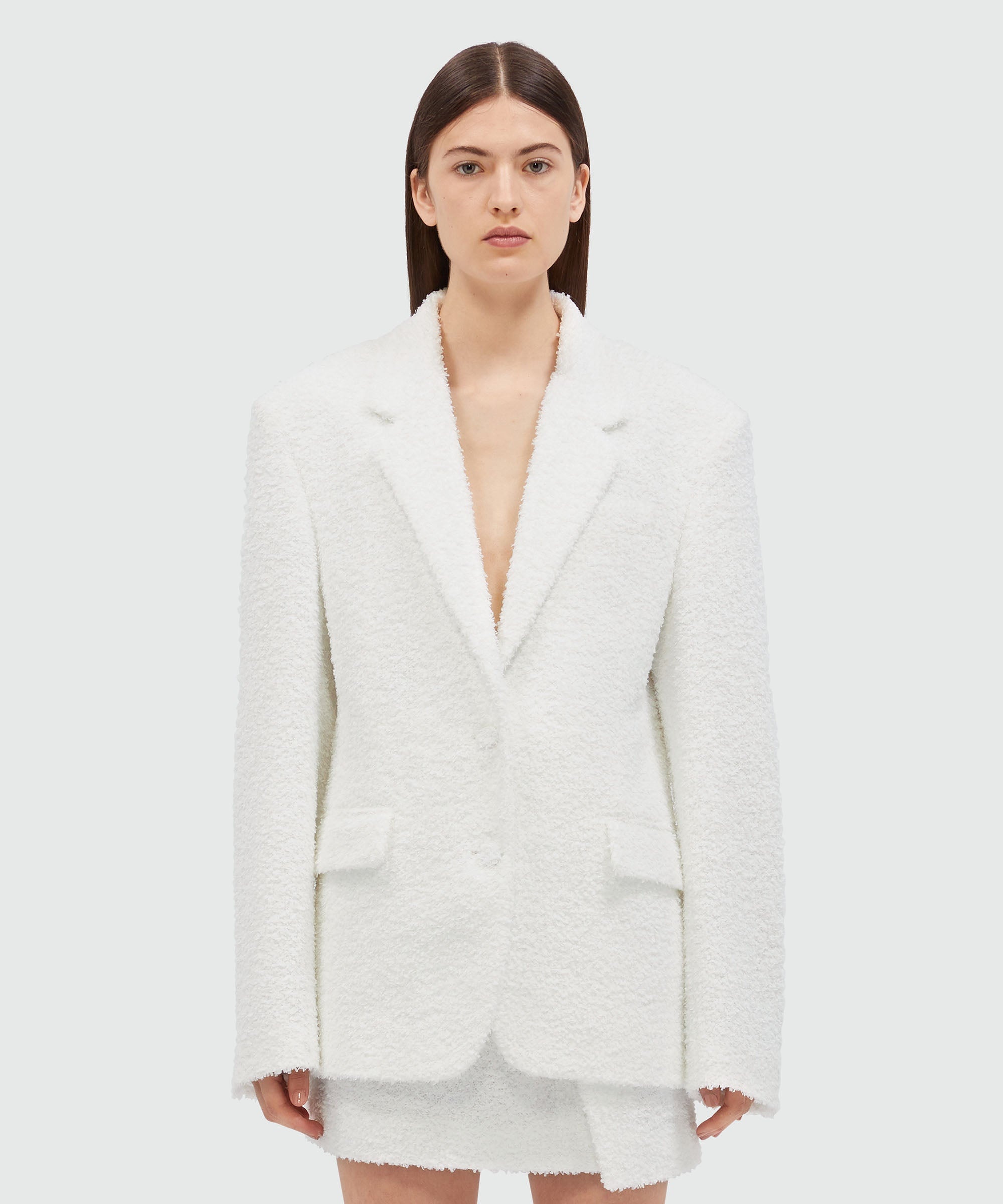 White sponge-effect tweed jacket - 2