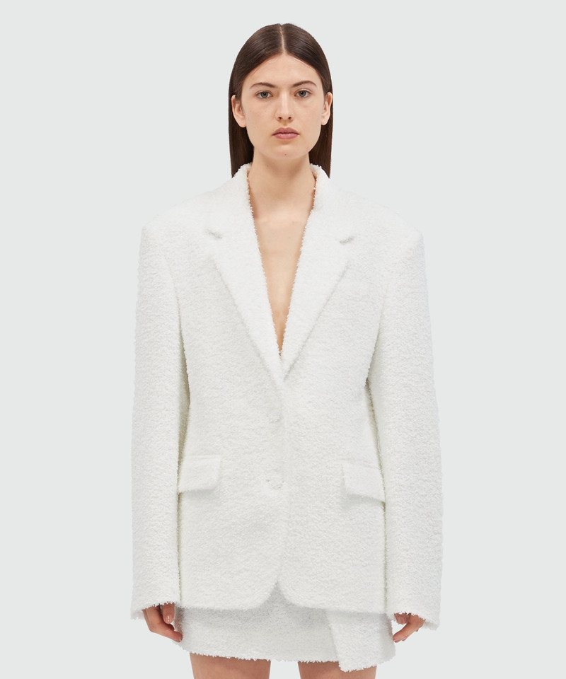 MSGM White sponge-effect tweed jacket outlook