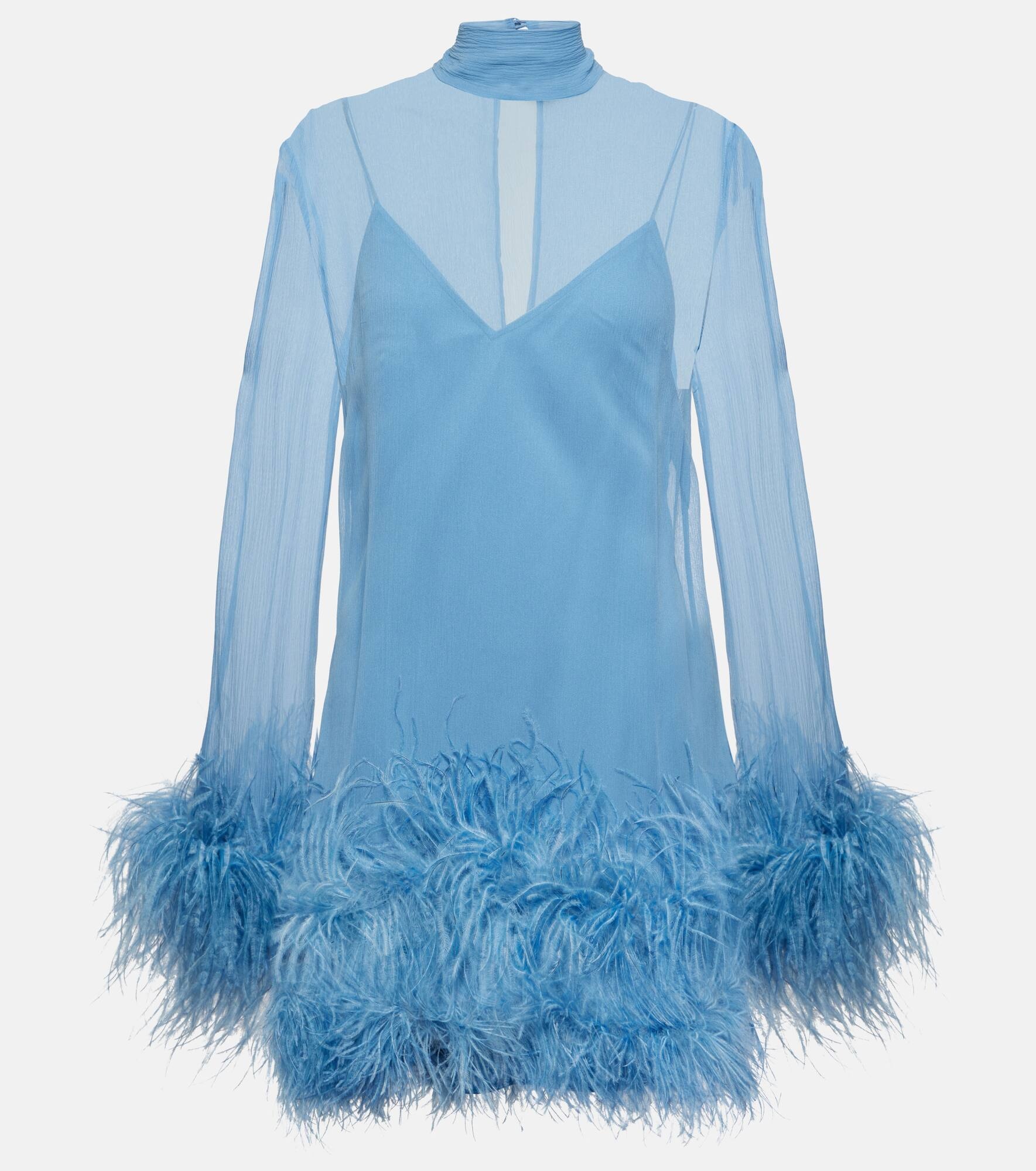 Gina Spirito feather-trimmed minidress - 1