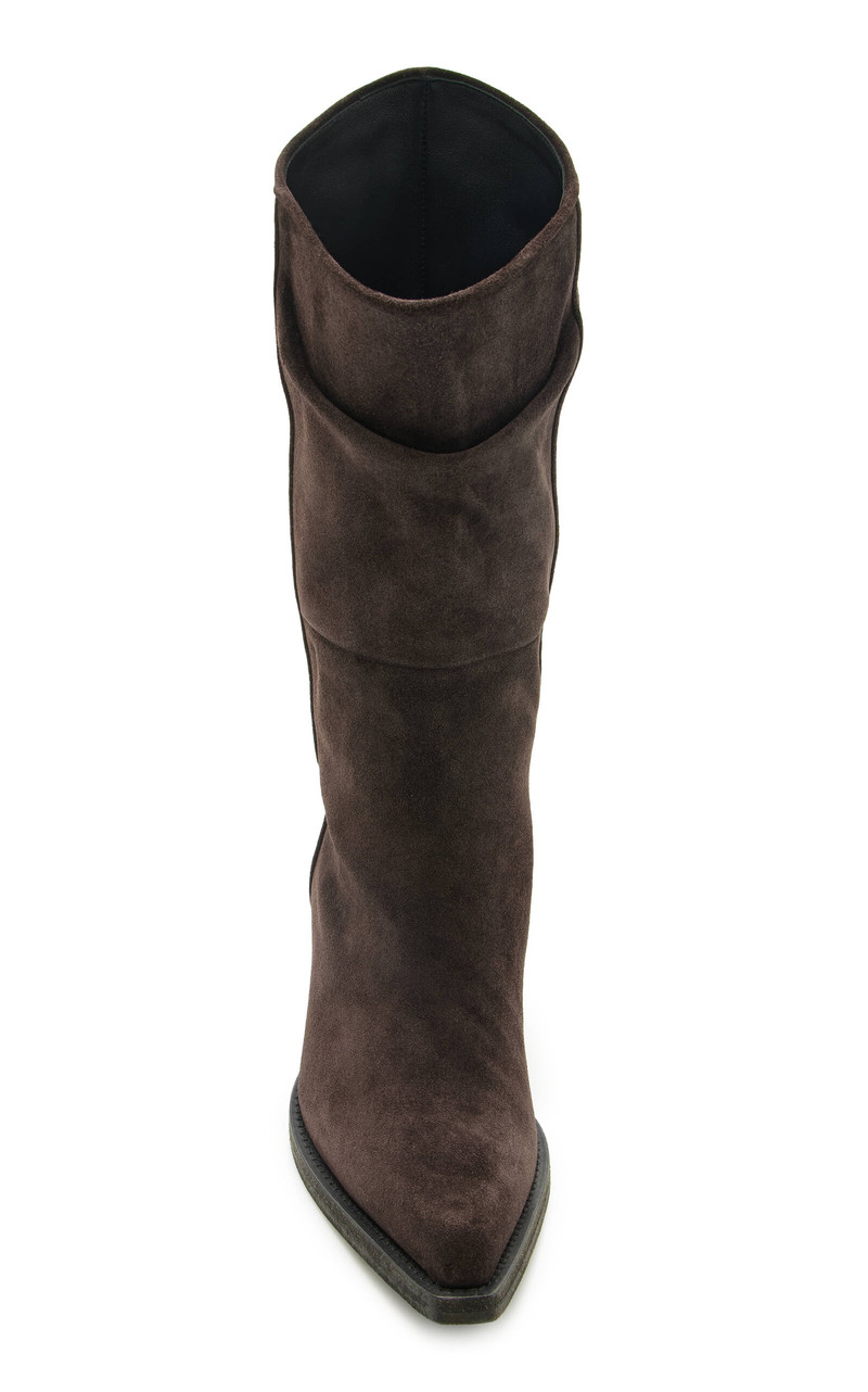 KHAITE Clive Suede Knee Boots brown outlook