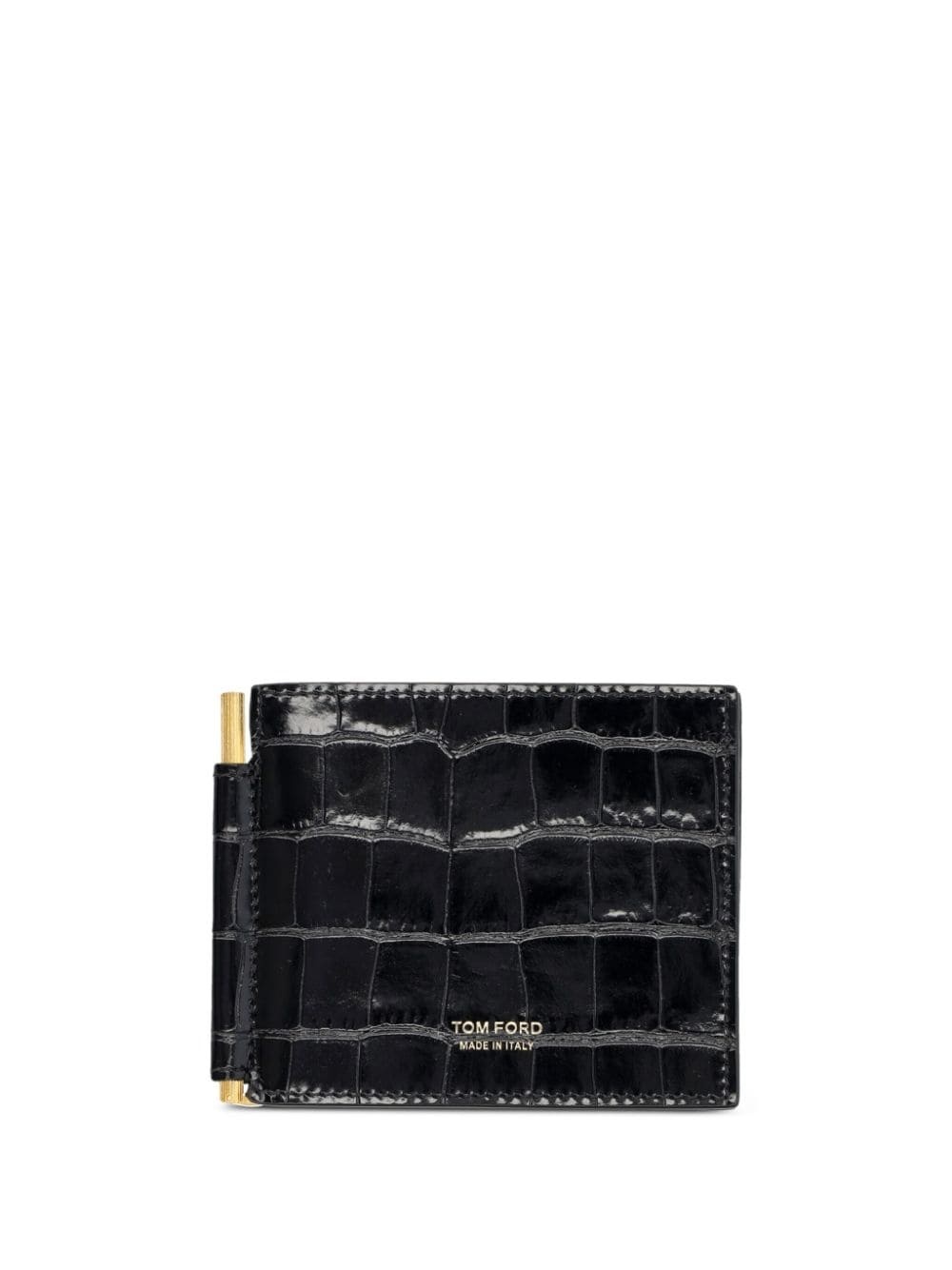 crocodile-embossed leather money clip - 1