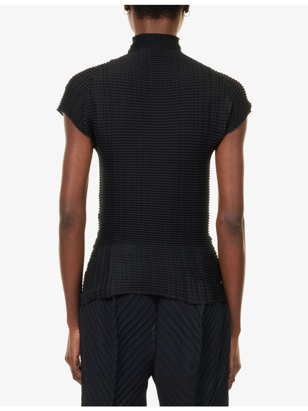 Textured Cap-Sleeves Knitted Top - 4