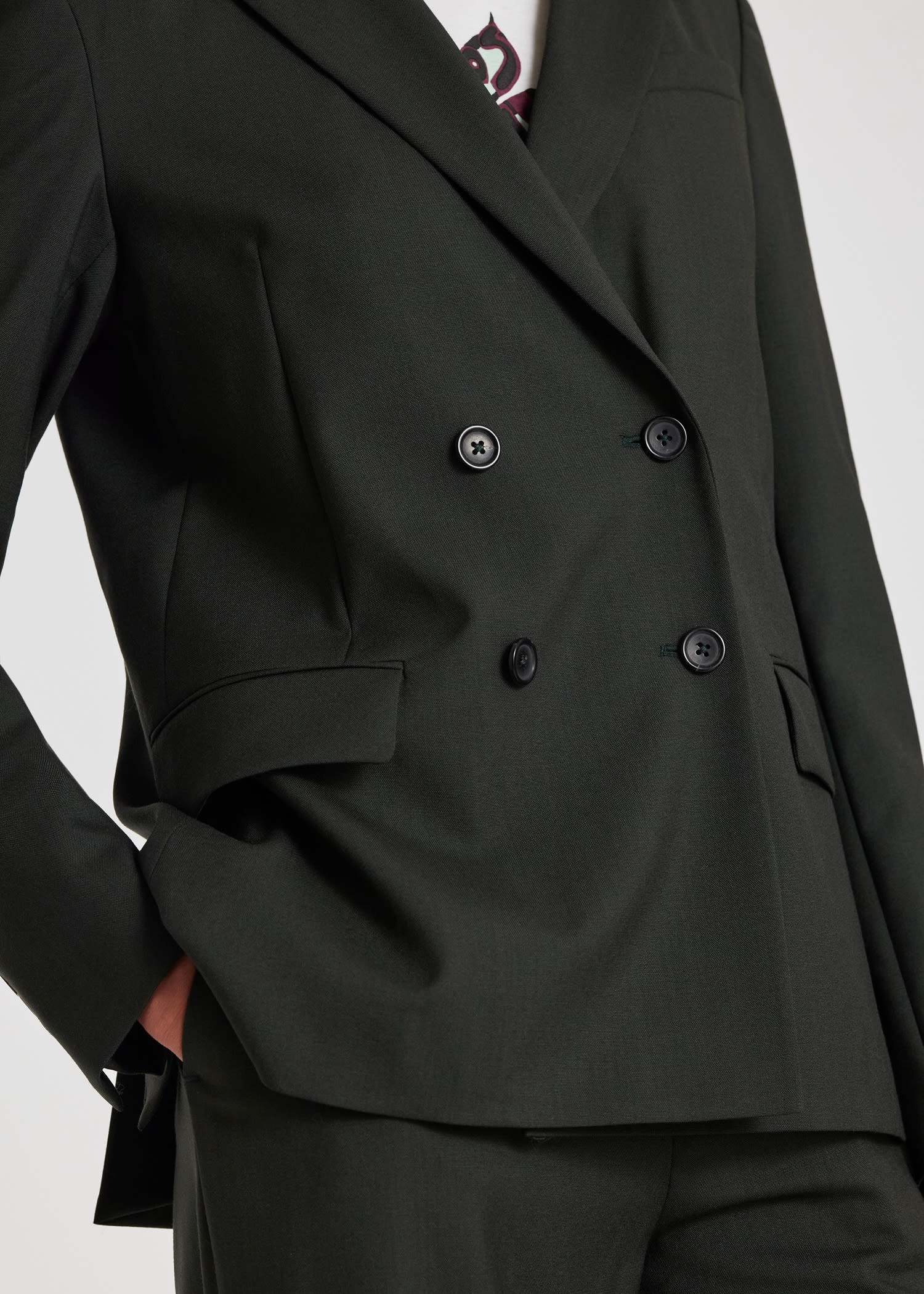 Wool Hopsack Double-Breasted Blazer - 7
