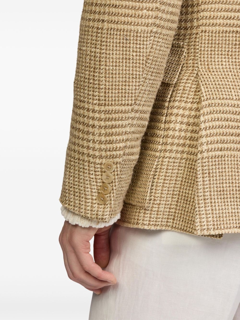 houndstooth-patterned blazer - 7