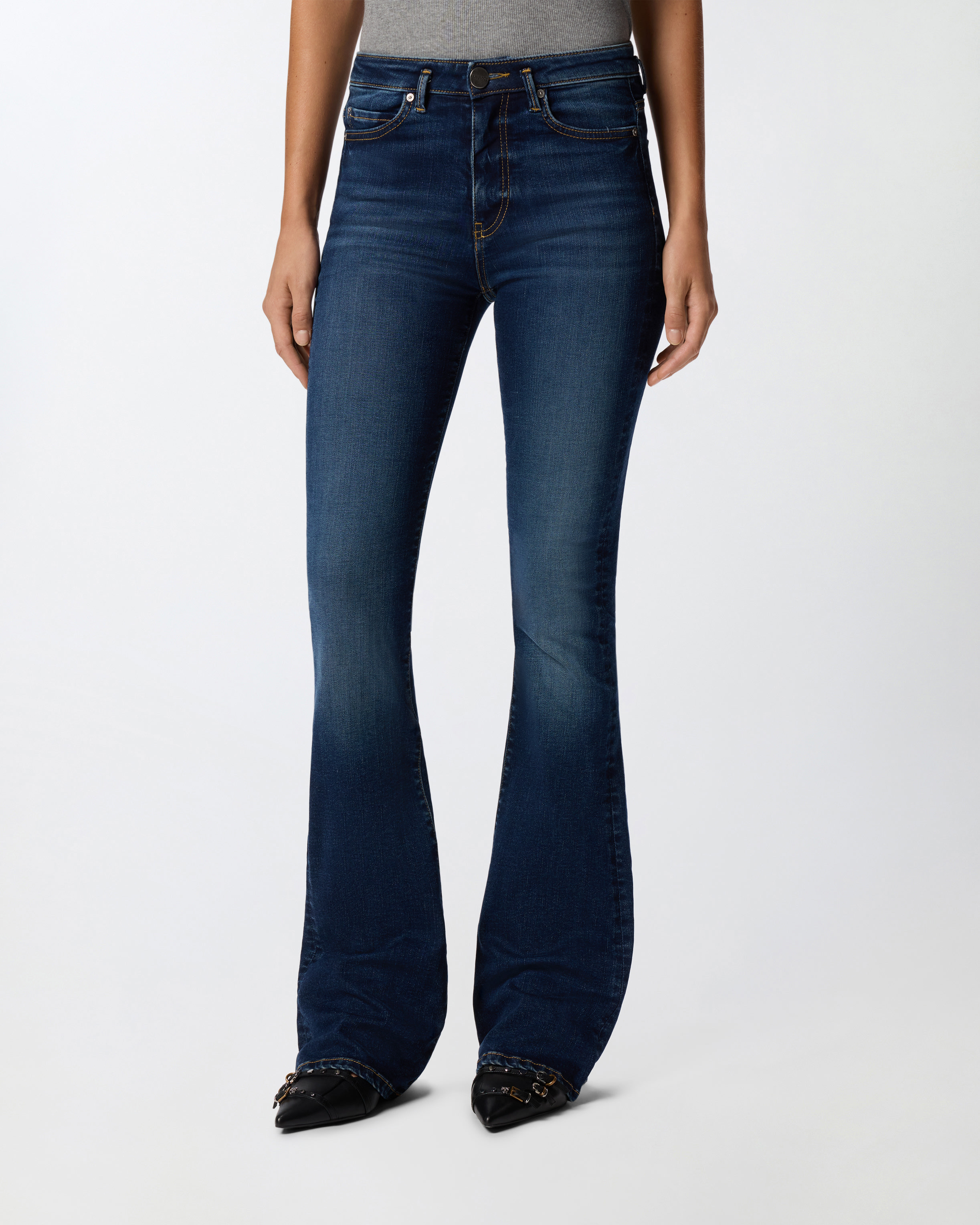 FLARED POWER STRETCH DENIM JEANS - 3