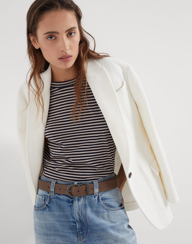 Cotton striped jersey t-shirt with monili 4