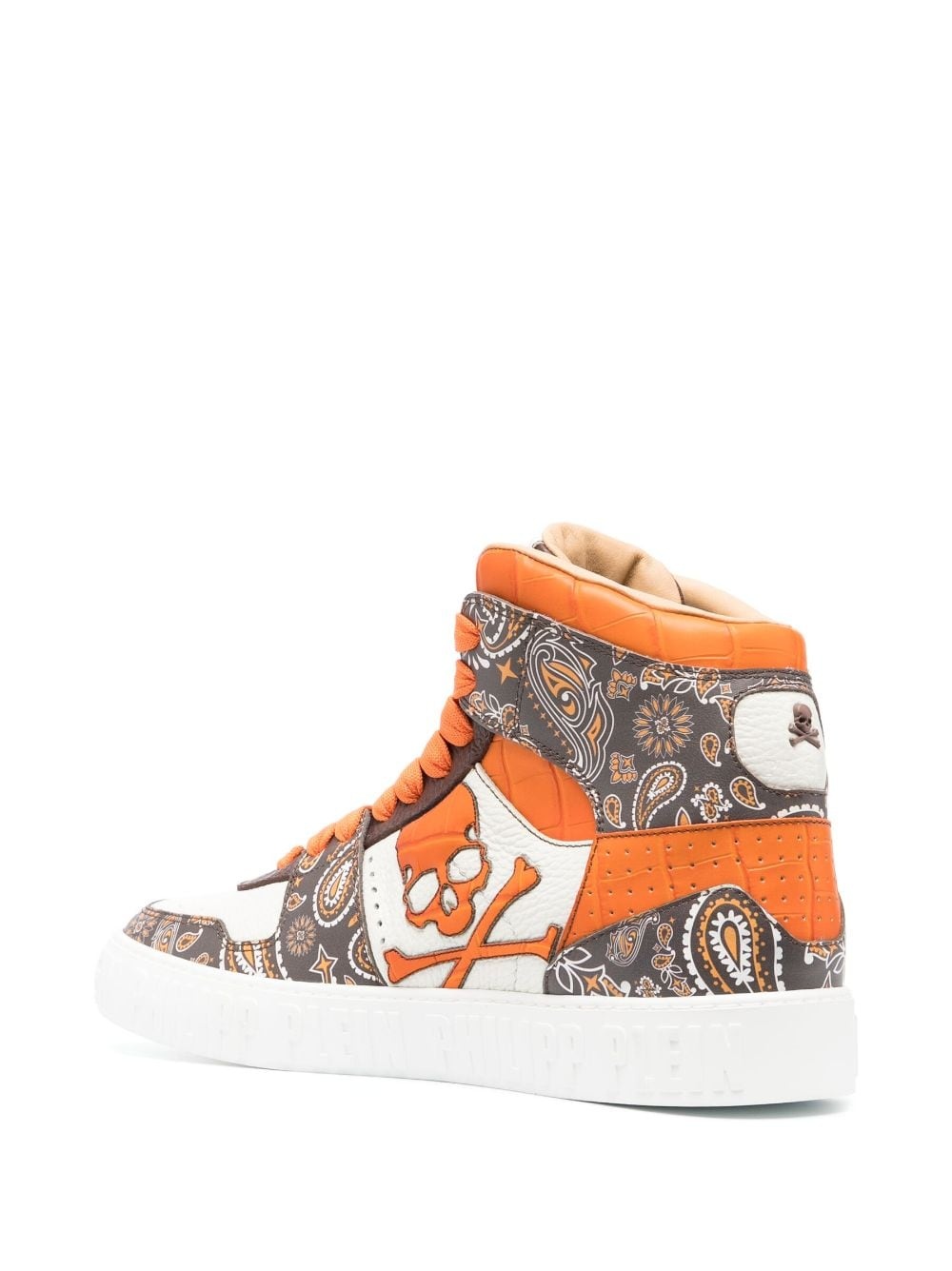 paisley-print high-top leather sneakers - 3