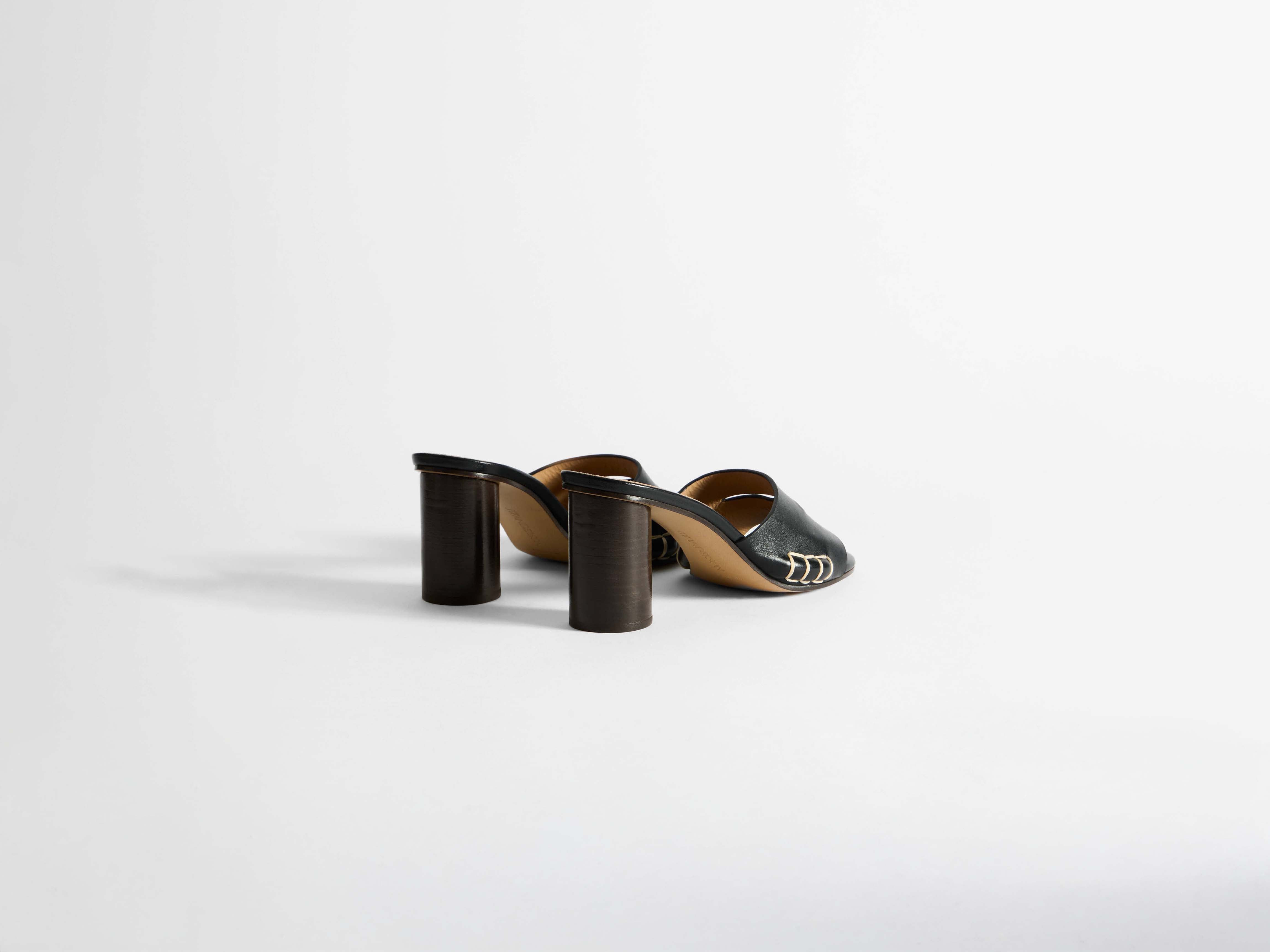 WOMENS LOAFER MULE HEELED SANDAL IN BLACK - 4