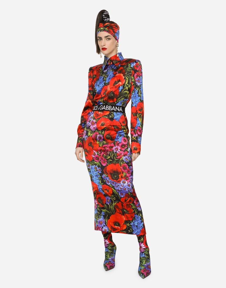 Meadow-print satin shirt - 3