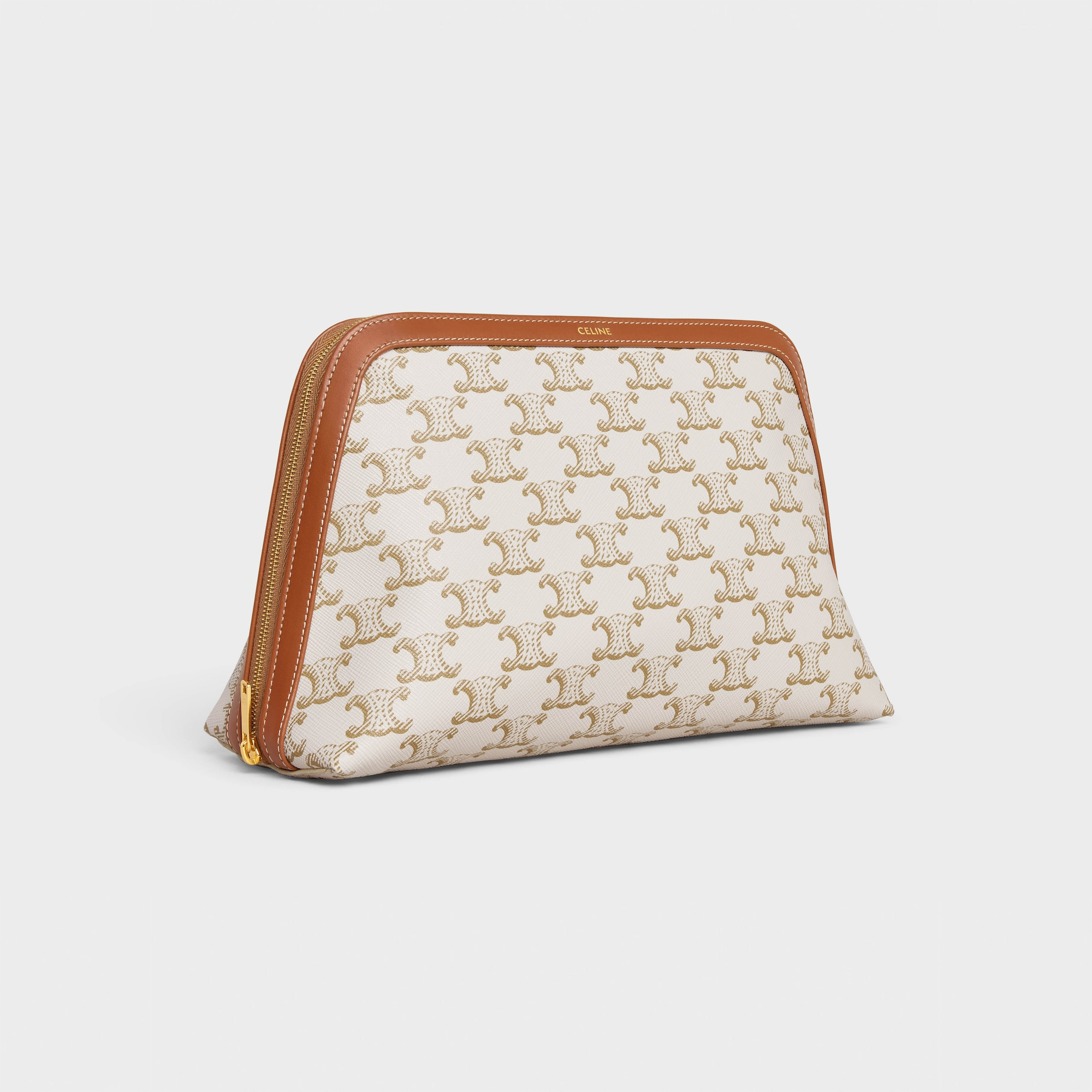 LARGE COSMETIC POUCH IN TRIOMPHE CANVAS AND CALFSKIN - 2