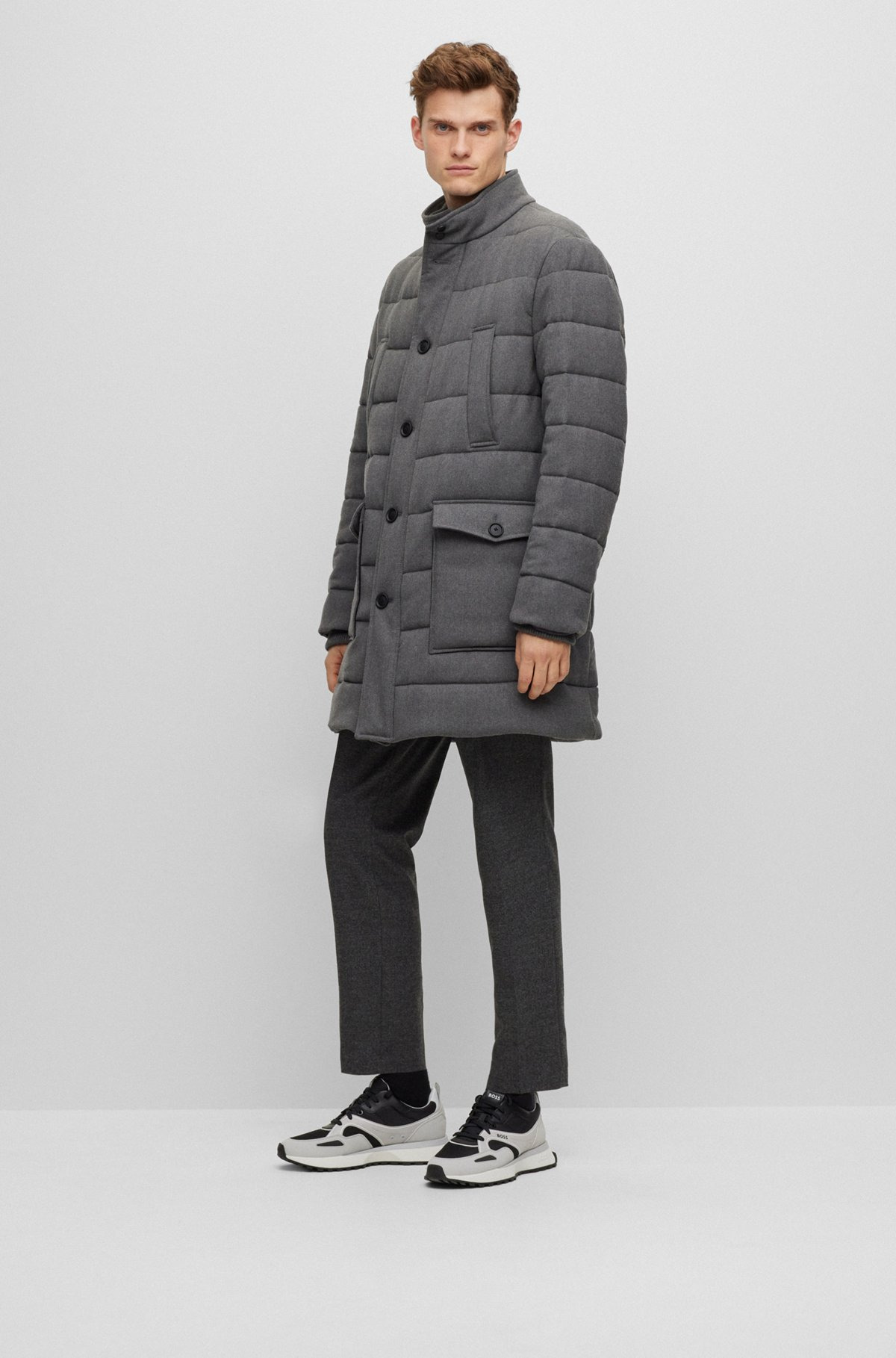 REGULAR-FIT PADDED COAT IN A STRETCH WOOL BLEND - 4