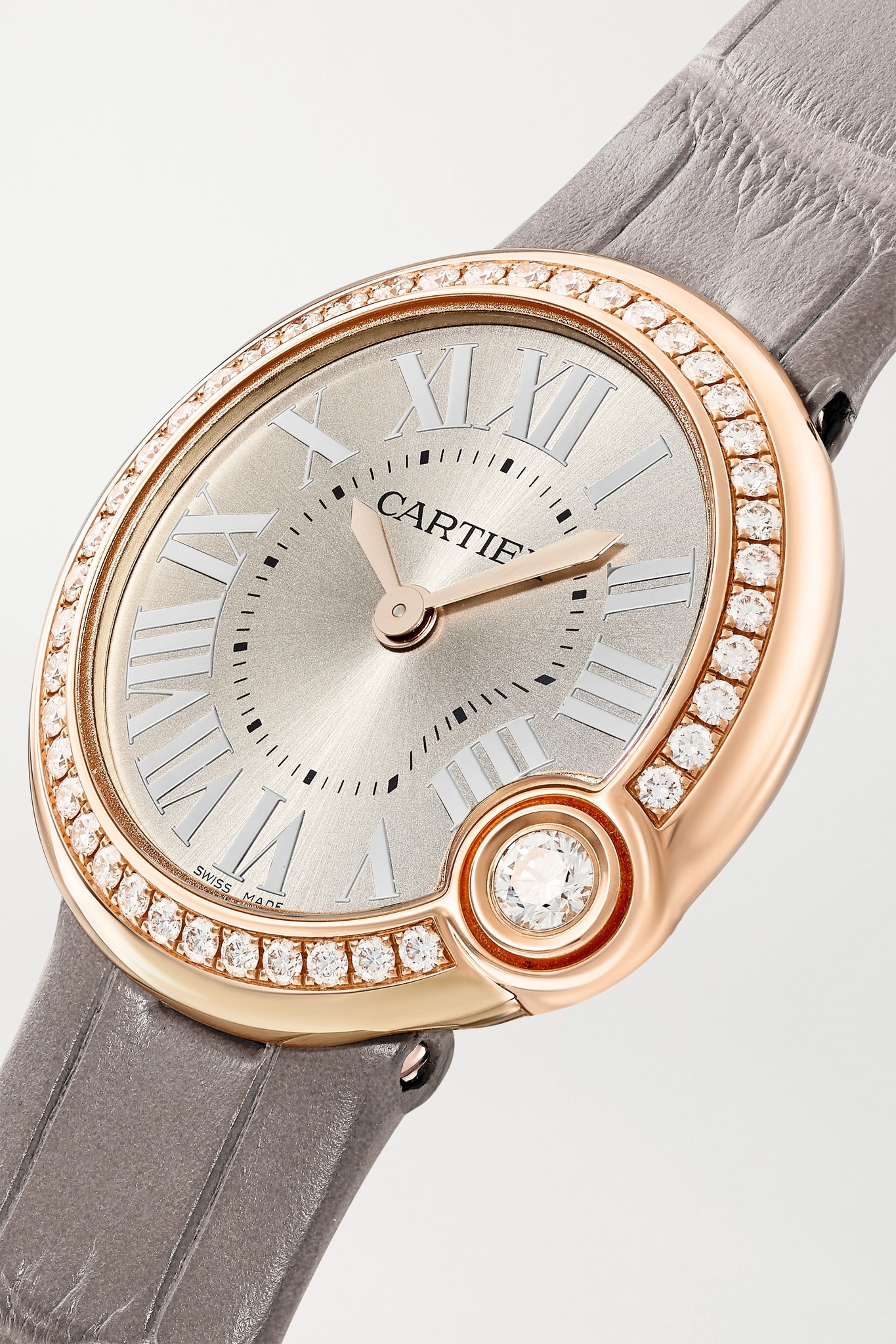 Ballon Blanc de Cartier 30mm 18-karat rose gold, alligator and diamond watch - 3