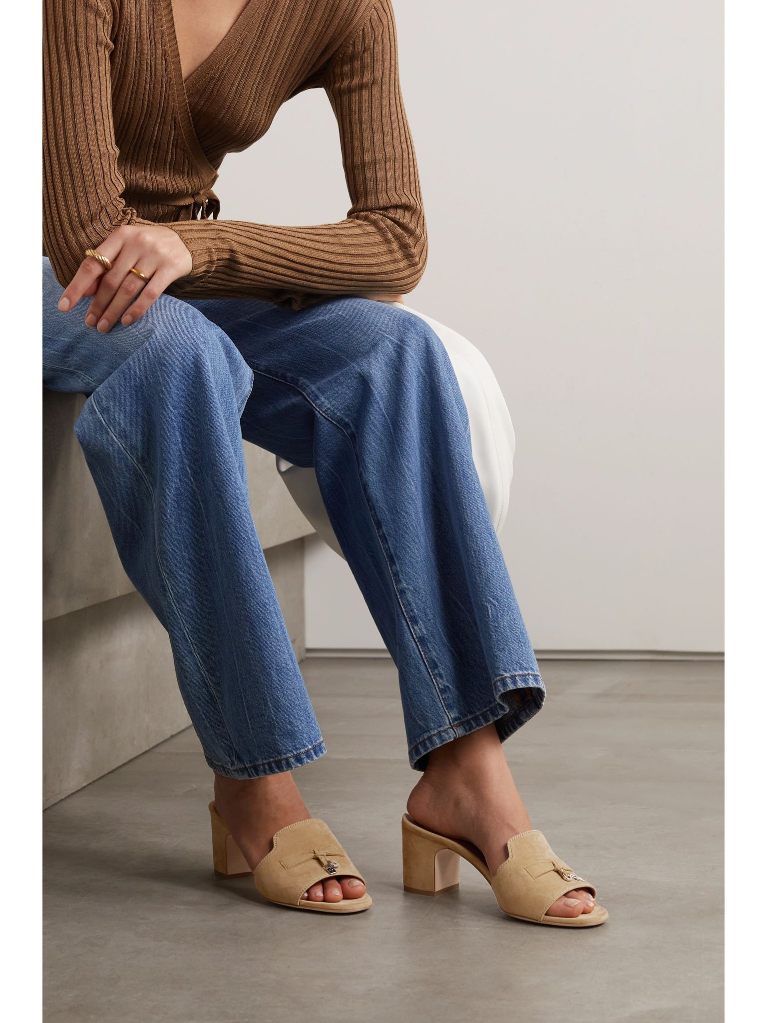 Summer Charms embellished suede mules Neutral - 2