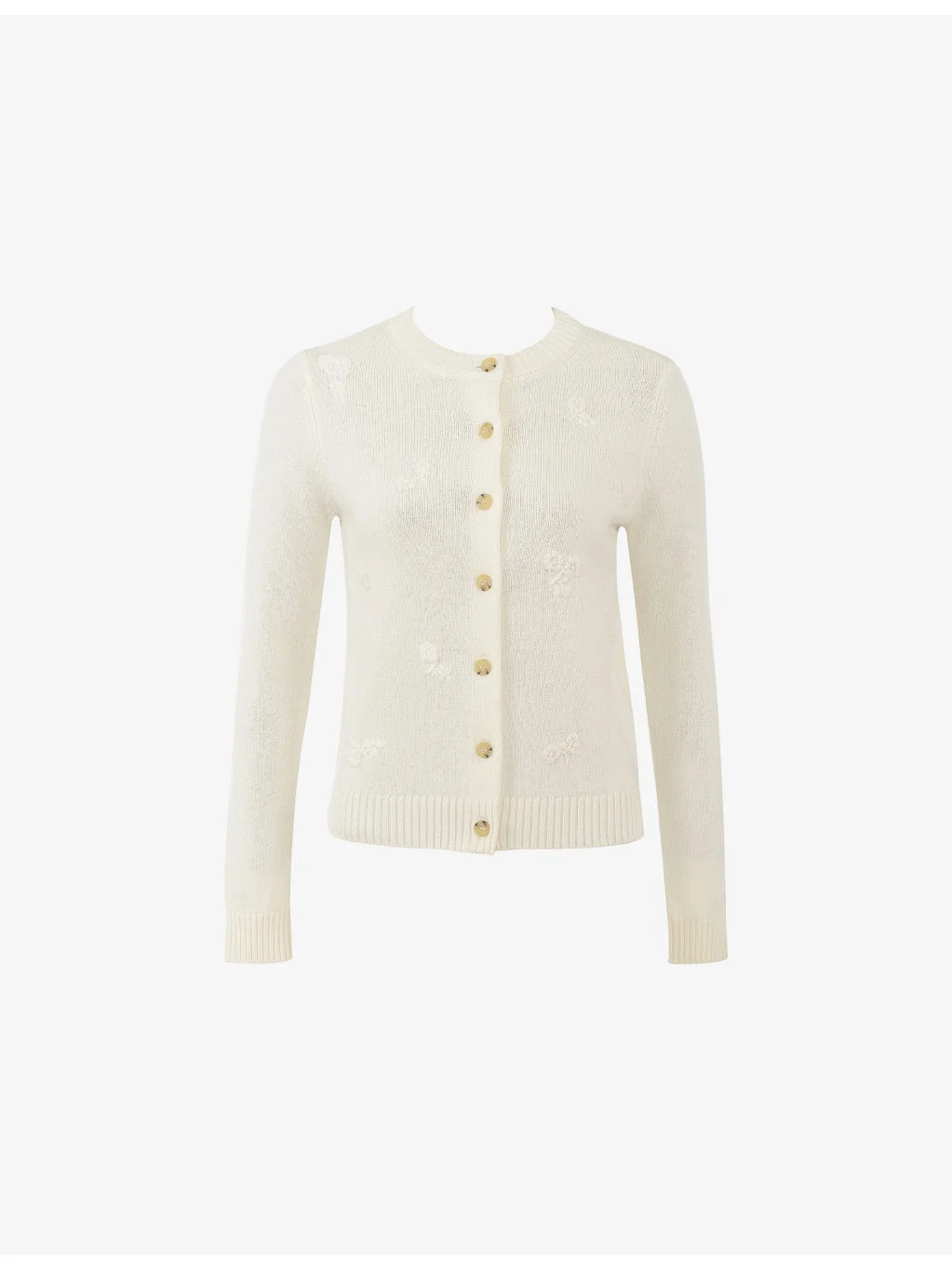 Poppie Scatter-Floral Wool and Cashmere Cardigan - 1