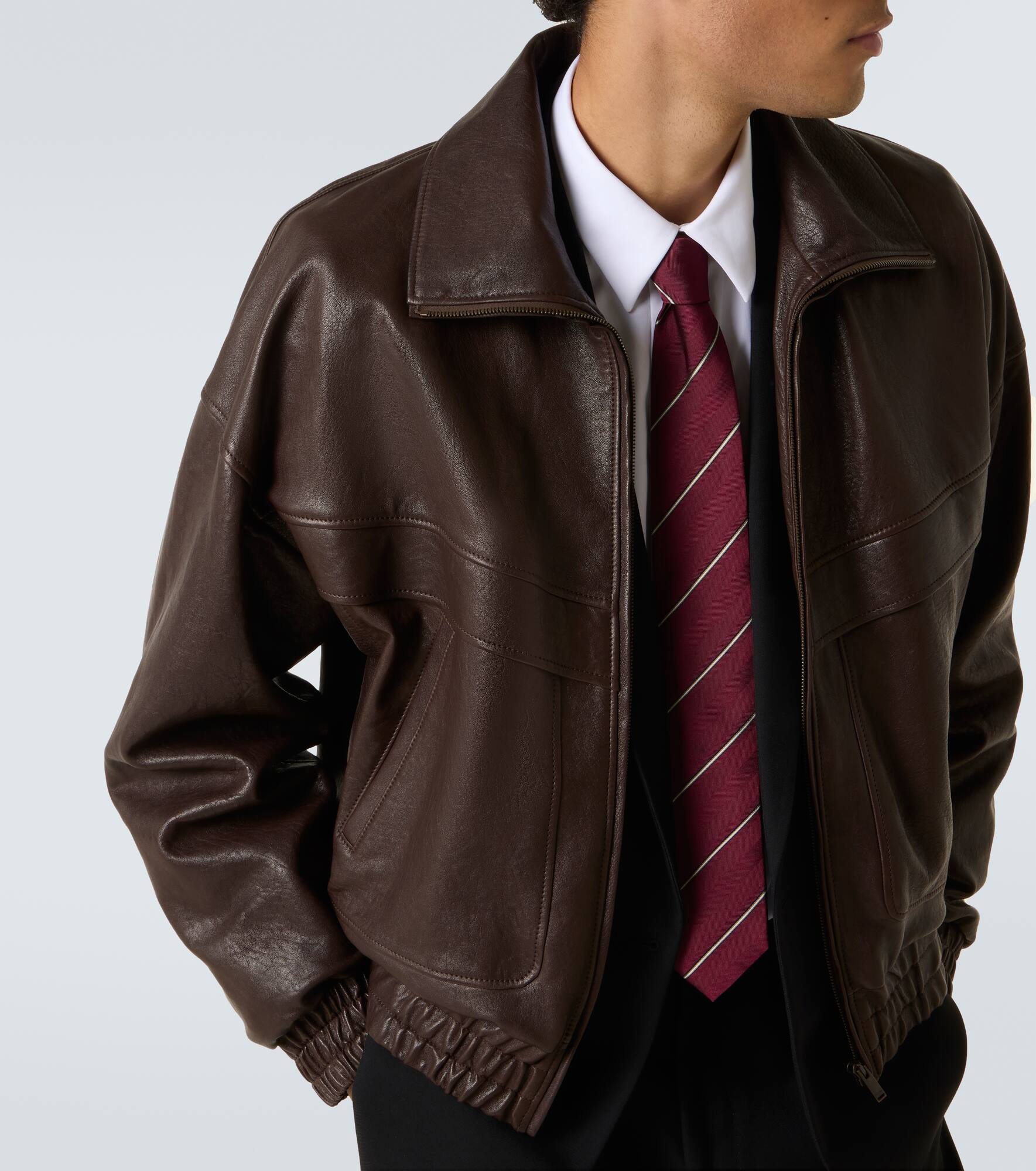 Leather bomber jacket - 5