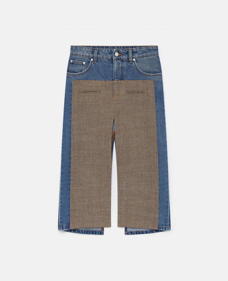 Hybrid Panel Denim Midi Skirt - 1