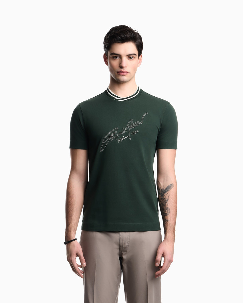 EMPORIO ARMANI SLIM-FIT, HEAVY JERSEY T-SHIRT WITH LOGO SIGNATURE EMBROIDERY outlook
