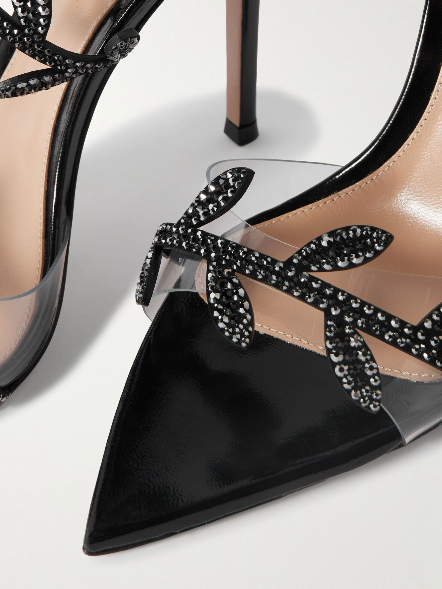Flavia 105 crystal-embellished leather and PVC sandals Black - 4