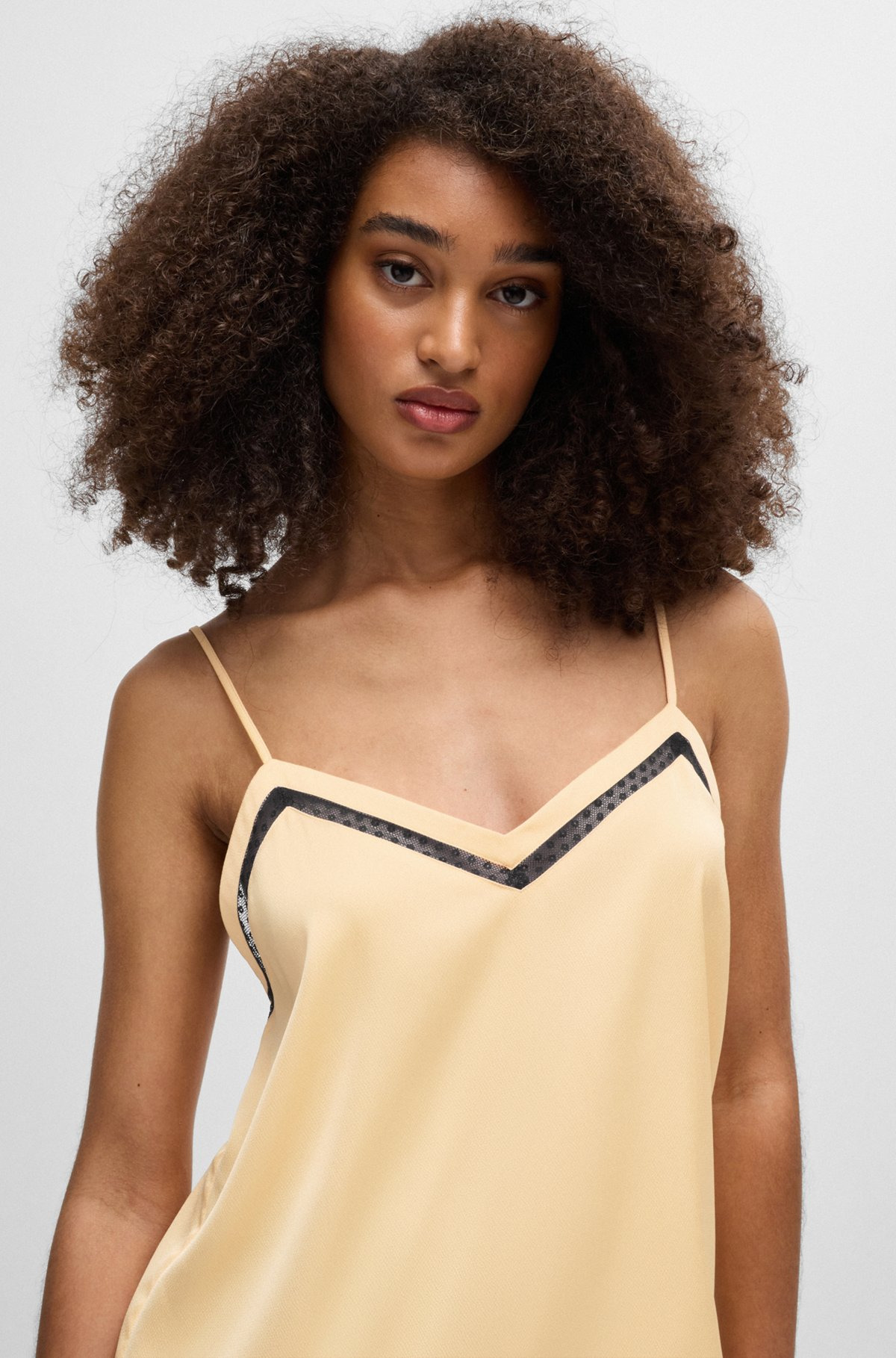 HAMMERED-SATIN CAMISOLE WITH LACE INSERT - 5