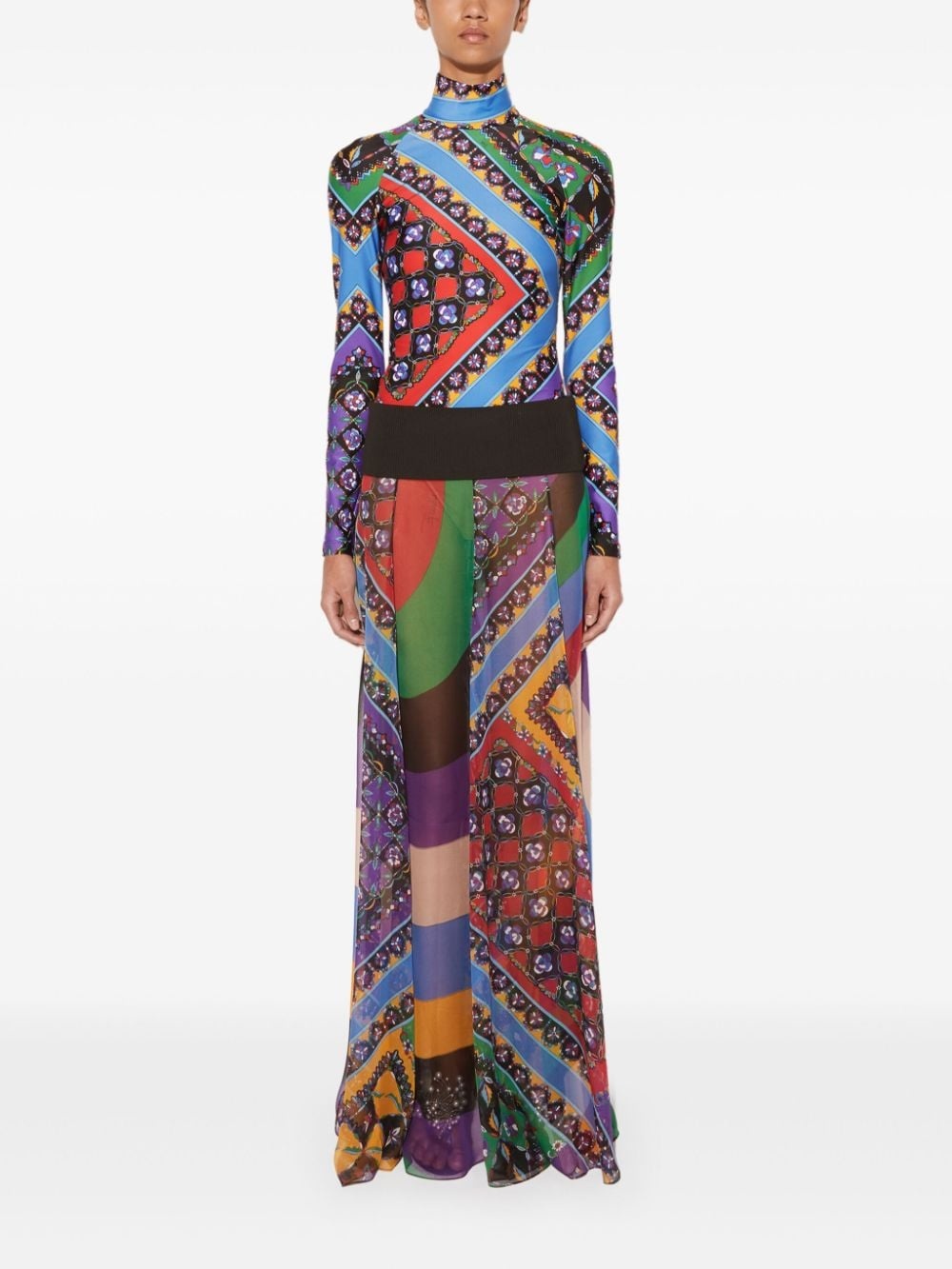 Iride Festa-print silk skirt - 2