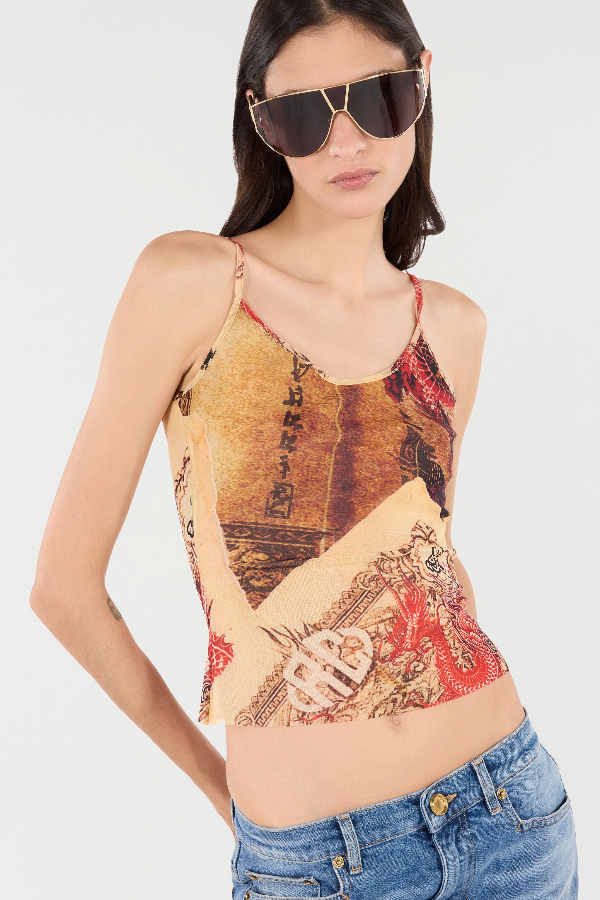 ROBERTO CAVALLI 売れ筋商品|||ロベルトカヴァリ Tシャツ トップス レディース T-shirts Beige Leopard-Print Cotton T-Shirt in NATURALE for Women | Roberto