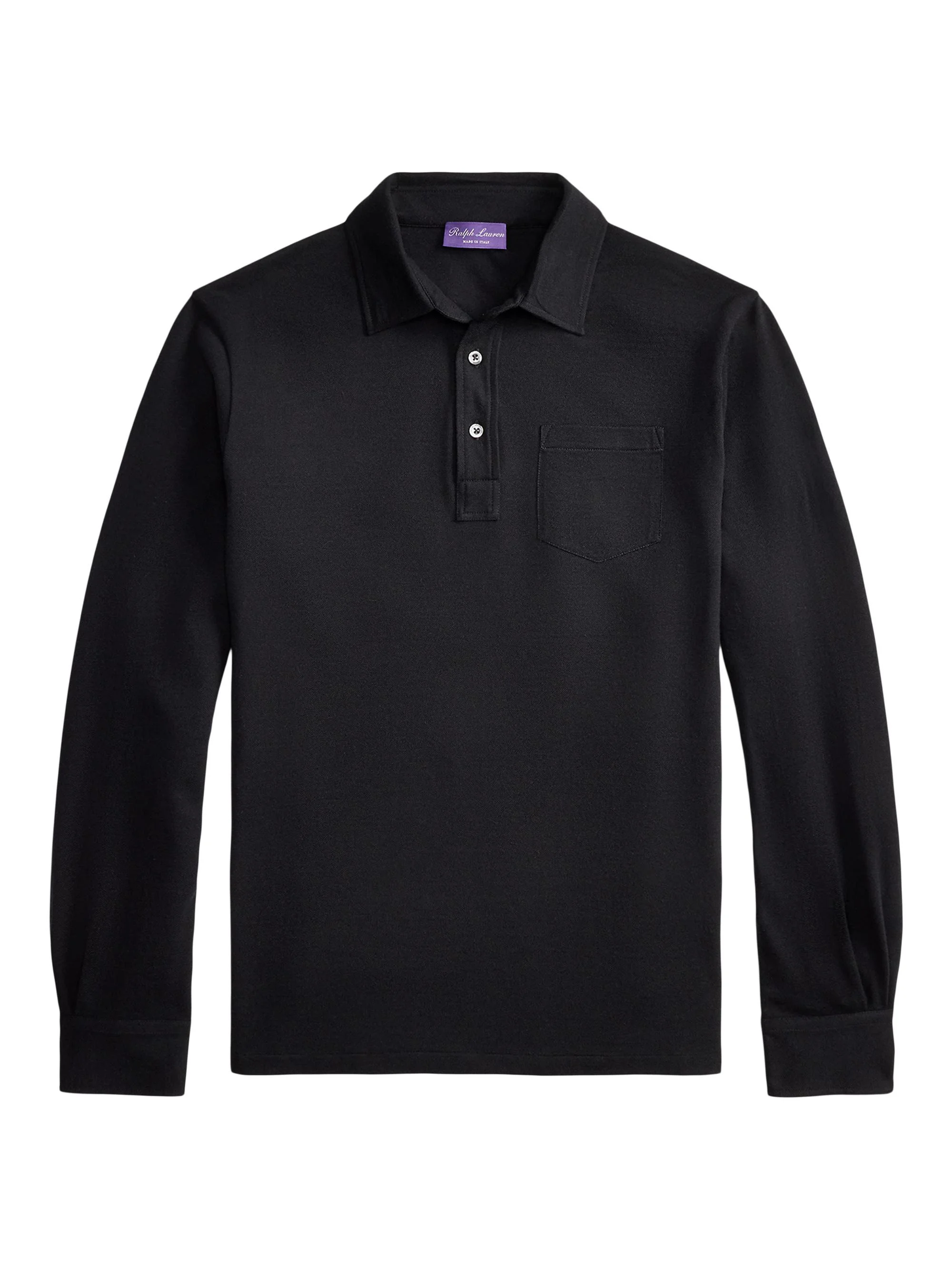 Men's Cotton-Cashmere Piqué Polo Shirt - Classic Black - 1