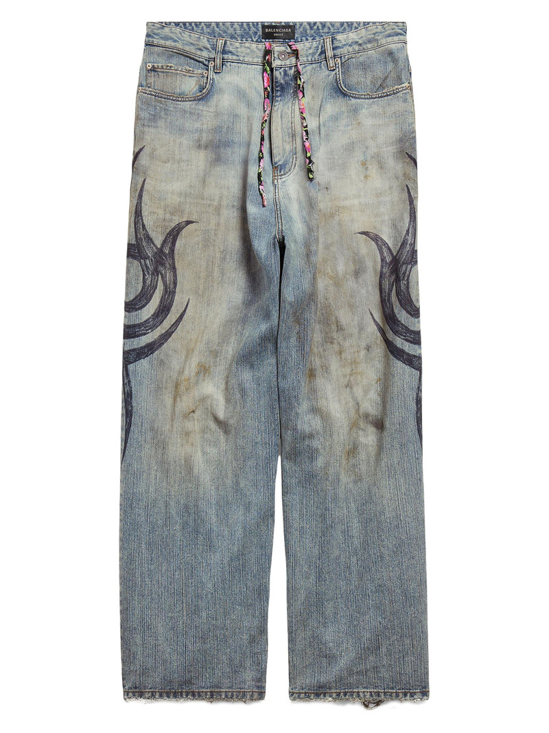 Y2k Stretched Knee Baggy Pants - Light Blue 1