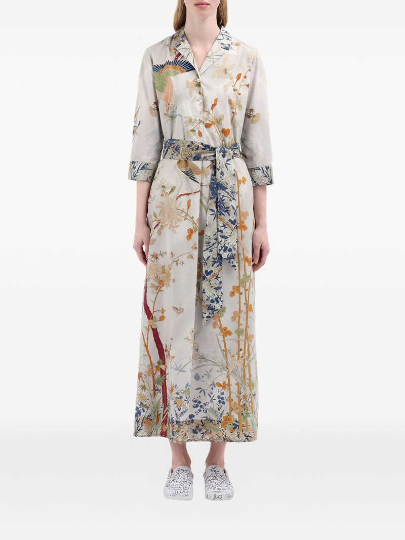 Pierre-Louis Mascia Diomedes bird-print belted shirt dress outlook