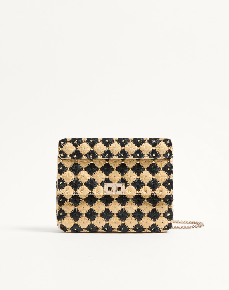 VALENTINO GARAVANI MEDIUM ROCKSTUD SPIKE BAG EMBROIDERED IN RAFFIA 1
