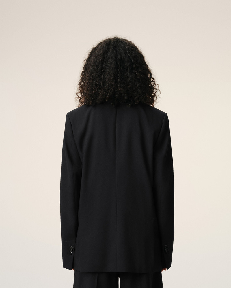BLACK NEW WOOL SINGLE BREASTED BOXY JACKET 5