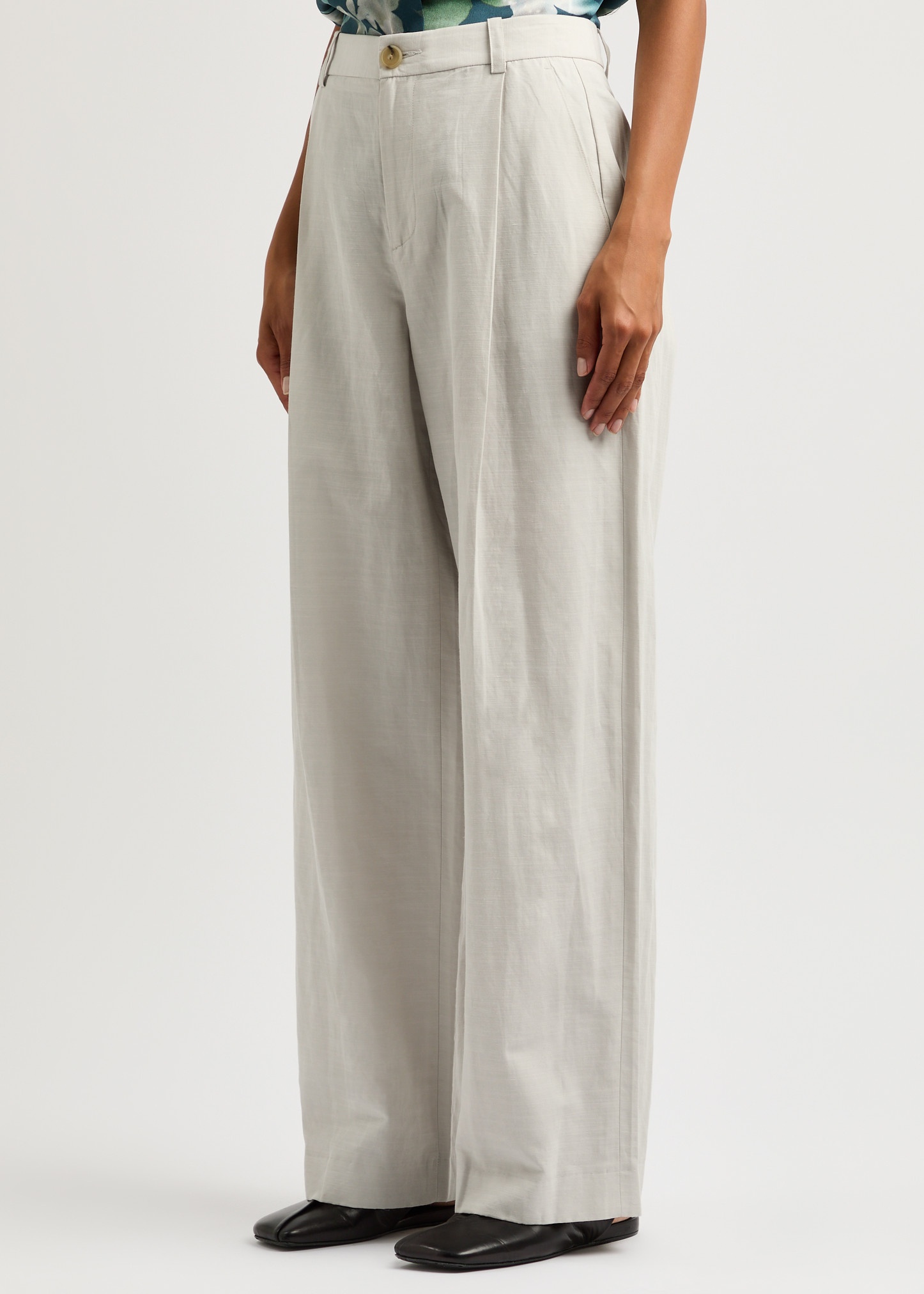 Wide-leg cotton-blend trousers - 2